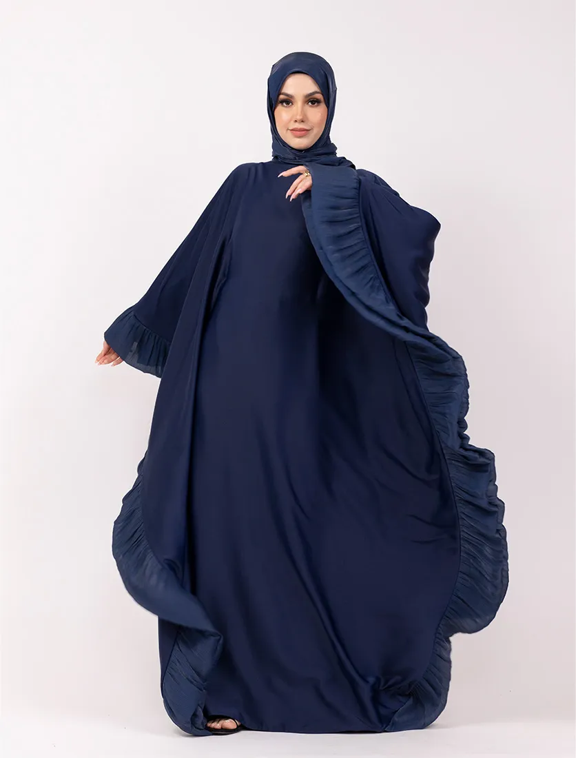 Navy Organza Trim Kaftan